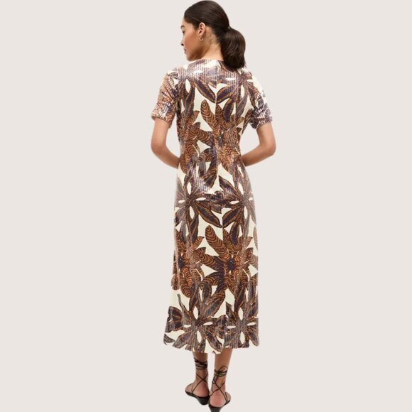 Marie Oliver White and Brown Sequin Dress - Picture 5 of 5